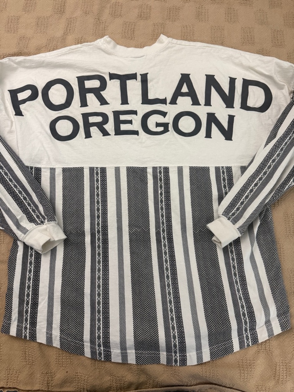 Portland Oregon Striped Long-Sleeve Shirt - White & Black